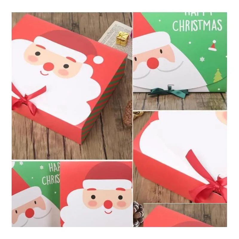 Gift Wrap Christmas Eve Big Gift Box Santa Claus Fairy Design Kraft Papercard Present Party Favor Activity Red Green Gifts Package Dro Dhccp