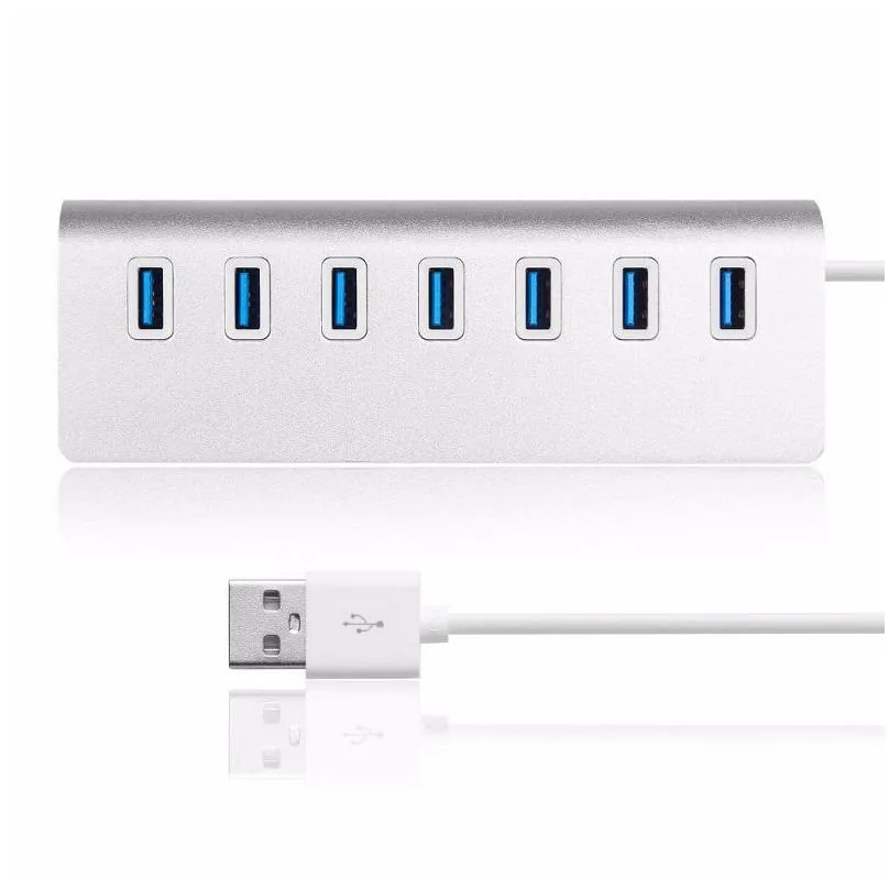 Hubs 7 Port USB3.0 HUB Cable Plug Highspeed Adapter Alloy Hubs for PC Hard Disk USB Flash Drive Card Reader Mobile Phone Camera