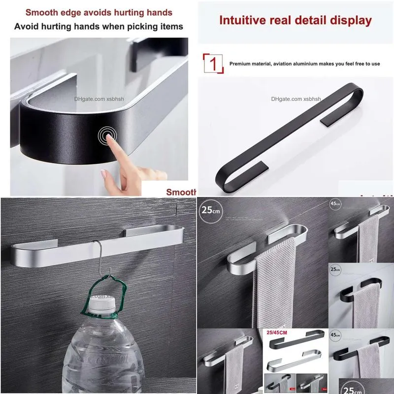  storage bags towel rail rack towel holder bathroom towels rack hanger no drilling space aluminium wall mounted towel rack bar towel