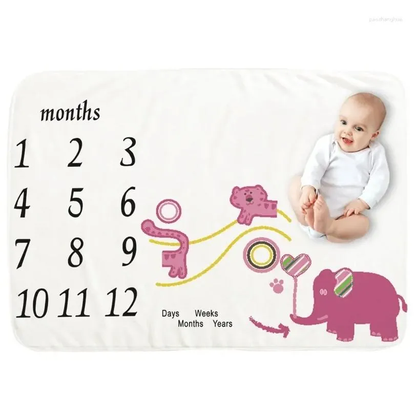 Blankets Baby Monthly Record Growth Milestone Blanket Born Soft Flannel Pography Props For Creative Background Cloth