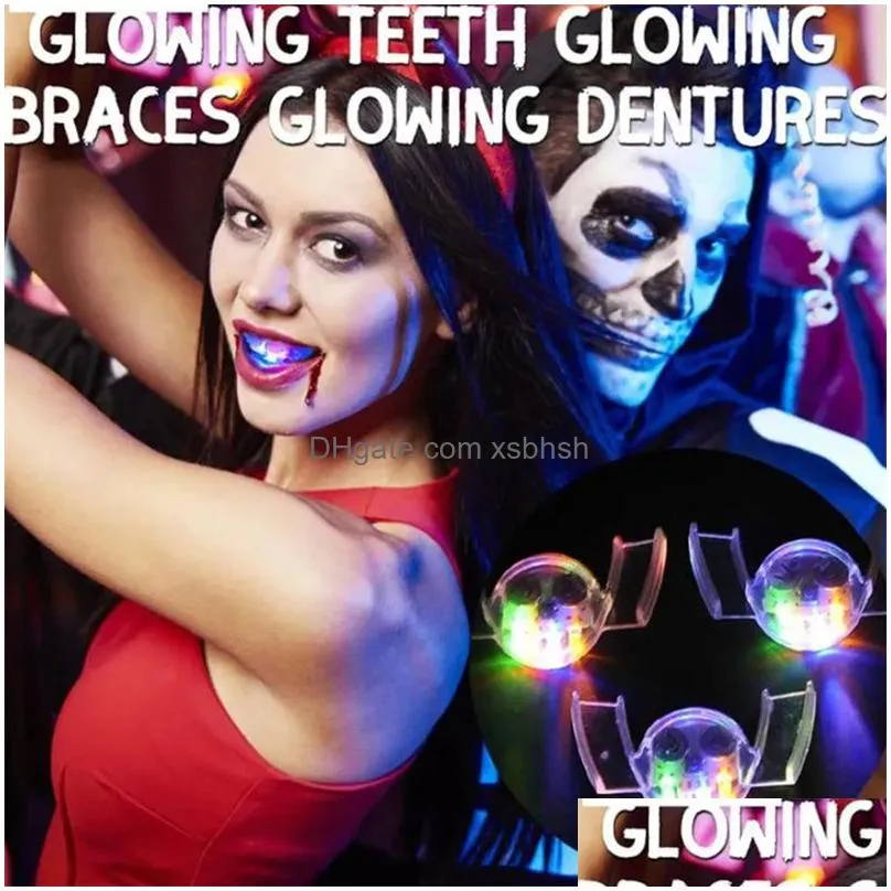 halloween party tools led mouth teeth guard led glowing flashing braces bracket party mouthpiece carnival novelty toys
