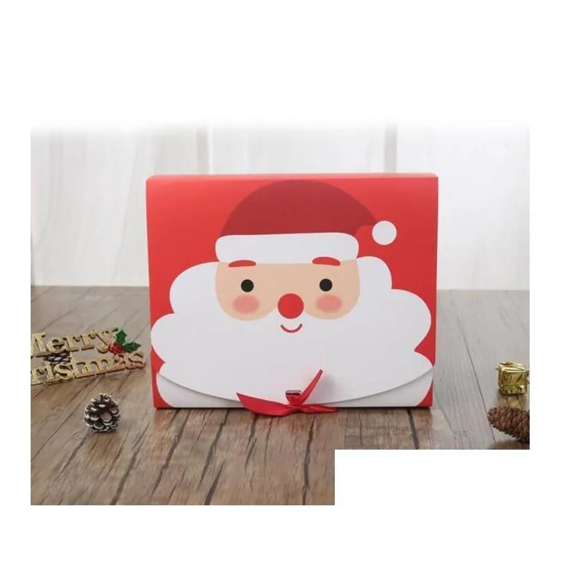 Gift Wrap Christmas Eve Big Gift Box Santa Claus Fairy Design Kraft Papercard Present Party Favor Activity Red Green Gifts Package Dro Dhccp