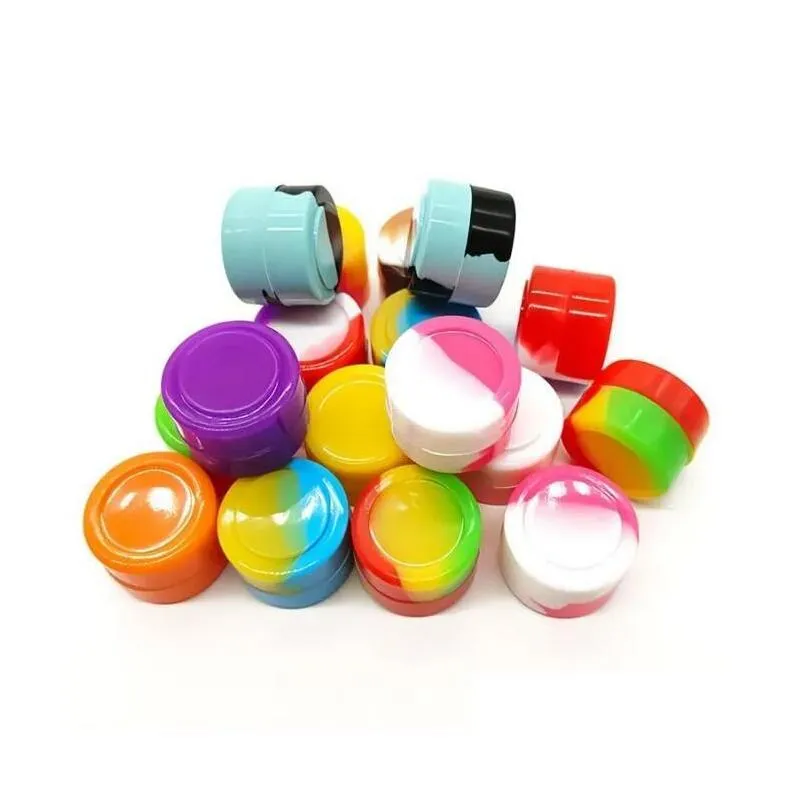 Silicone Container 2ML Non-stick Round Mini Jars Food Grade Rubber Dab Tool Storage Box Oil Holder Small Wax Container Mixed Color