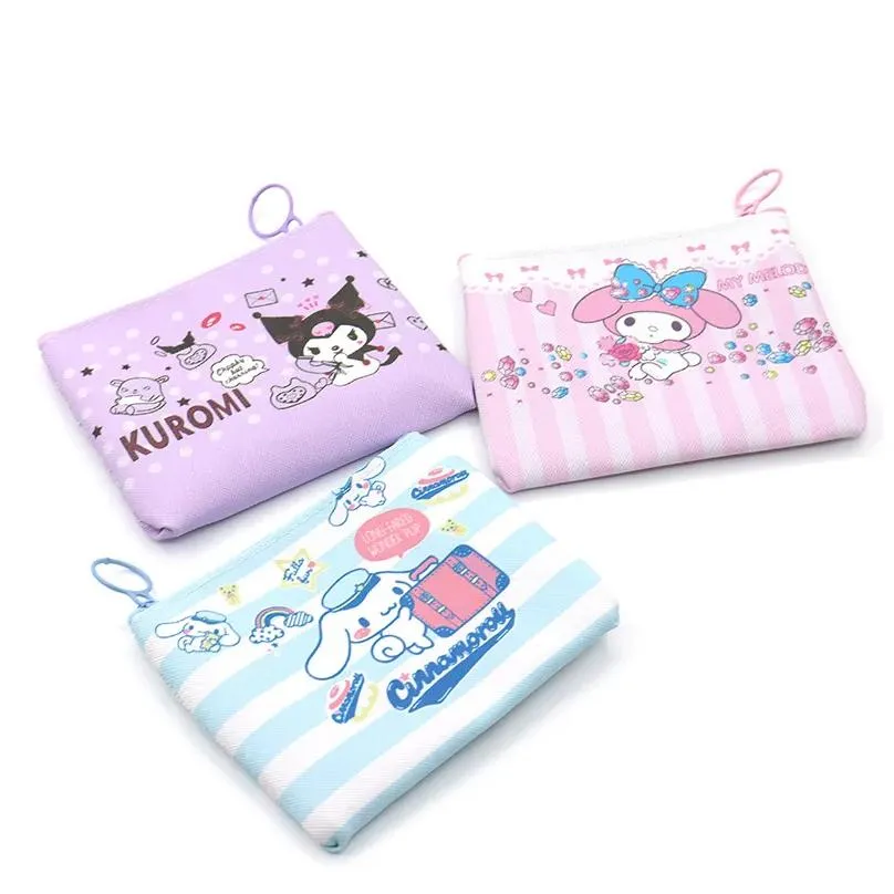 Girl Cute Kuromi Cinnamoroll Coin Purse Children Cute Accessories Big Capactiy Zipper Bag