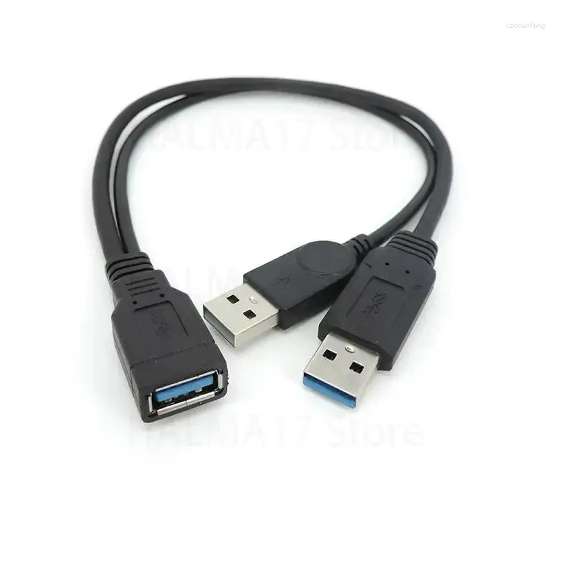 Computer Cables Black USB 3.0 Female To Dual 2 Male With Extra Power Supply Data Y Extension Cable Cord For 2.5