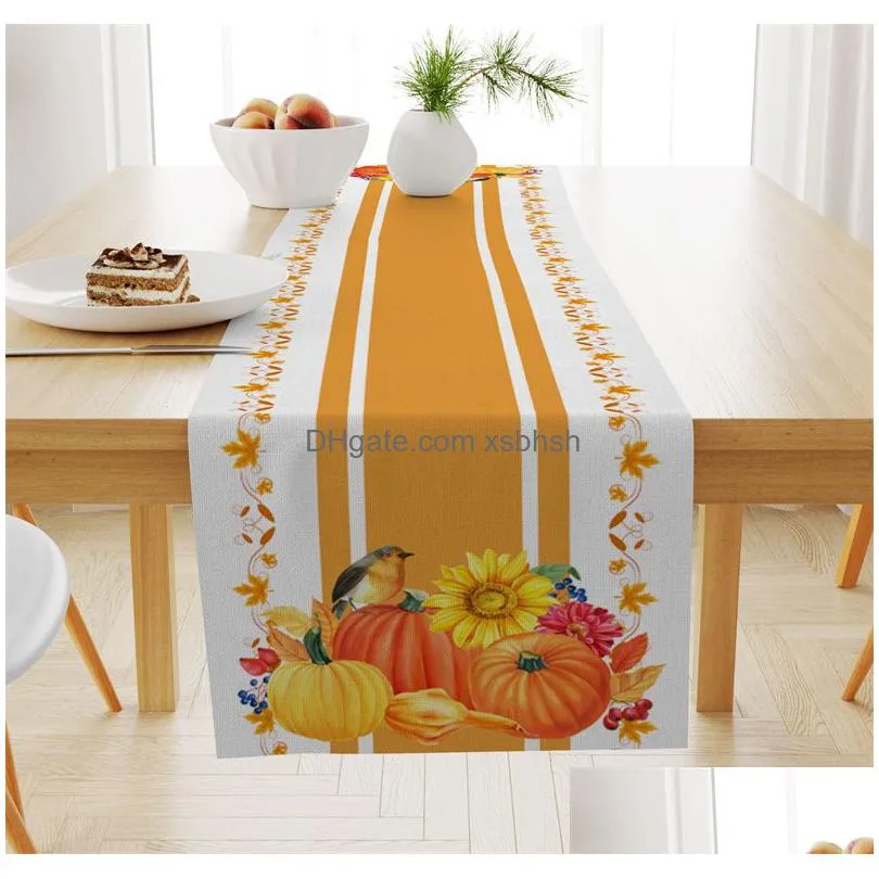 thanksgiving table runner 33x183cm seasonal fall harvest vintage kitchen dining table decoration for indoor outdoor home party decor
