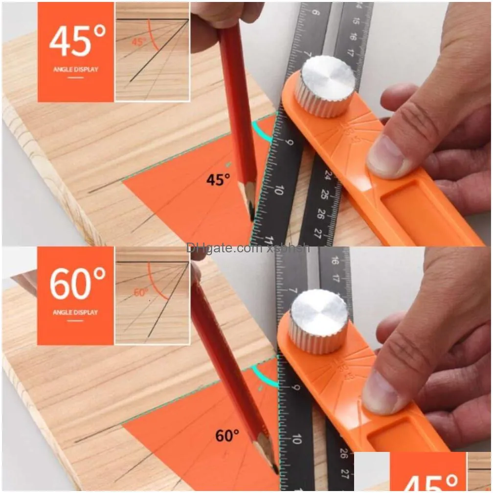 wholesale high precision t-type aluminium movable angle ruler wooden handle level measuring tool wooden marking gauge protractor