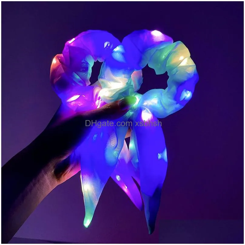 led luminous hair bands scrunchies women girls headwear hair rope simple wrist band rings rubber band hair accessories