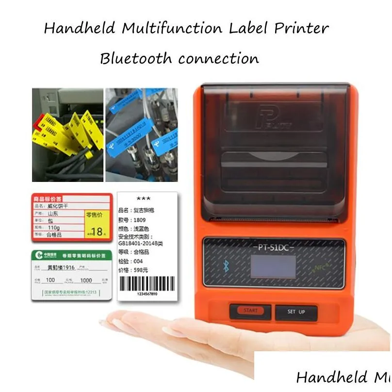 Bluetooth SUB Thermal Label Printer PT51DC Sticker Jewelry Supermarket Label Printer Portable Handheld Barcode Printer8940583