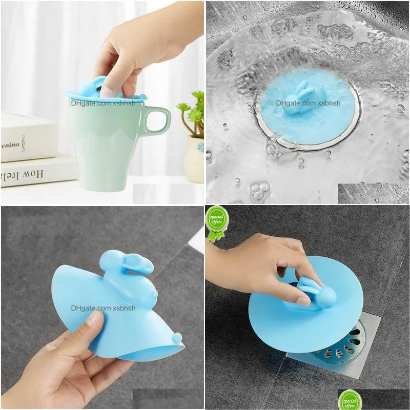  cartoonfloor drain cover bathroom sink filter silicone deodorant pad anti clogging hair catcher stopper bathroom accessories