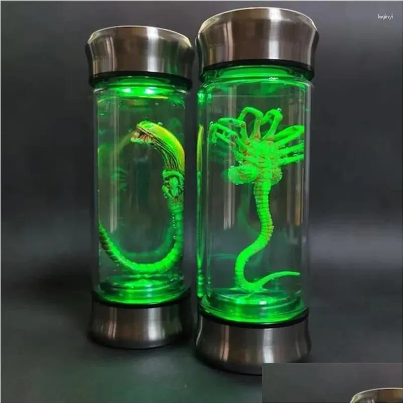 Decorative Figurines Alien Glow Jar Xenomorph Specimen Facehugger Embryo Glass Movie Prop Home Decor Desktop Crafts Sculpture