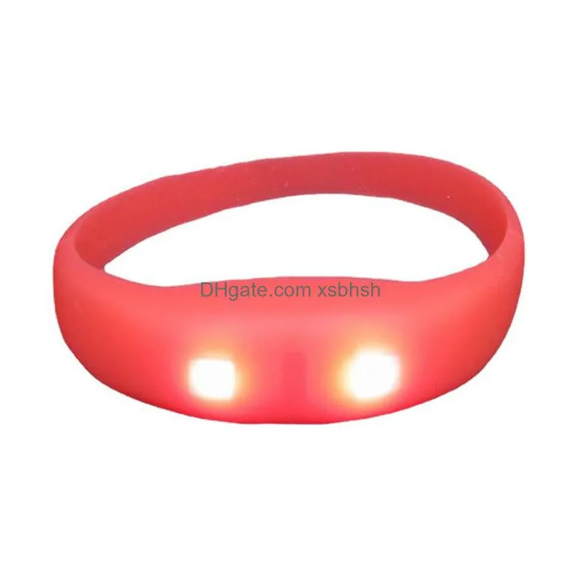 led silicone bracelets wristband glow in the dark bracelet party favor halloween christmas kids adult led toys