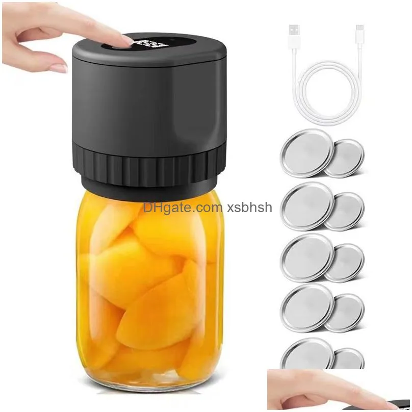 electric mason jar vacuum sealer kit cordless auto jar sealer for food storage with wide-mouth and regular-mouth mason jar lids