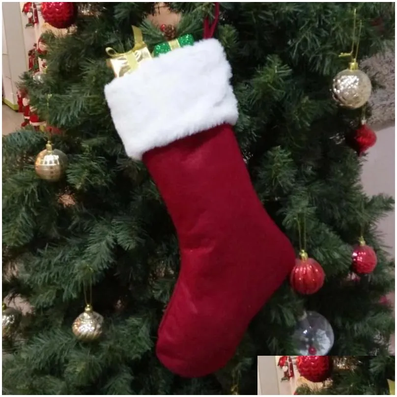 Christmas Decorations Classic Christmas Stockings Gift Toy Holder Ornament For Family Holiday Xmas Party Accessory Hanging Decoration Dh6Os