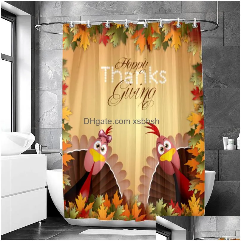 thanksgiving shower curtain fall maple leaves pumpkins sunflower and turkey shower curtains for bathroom autumn holiday curtain with