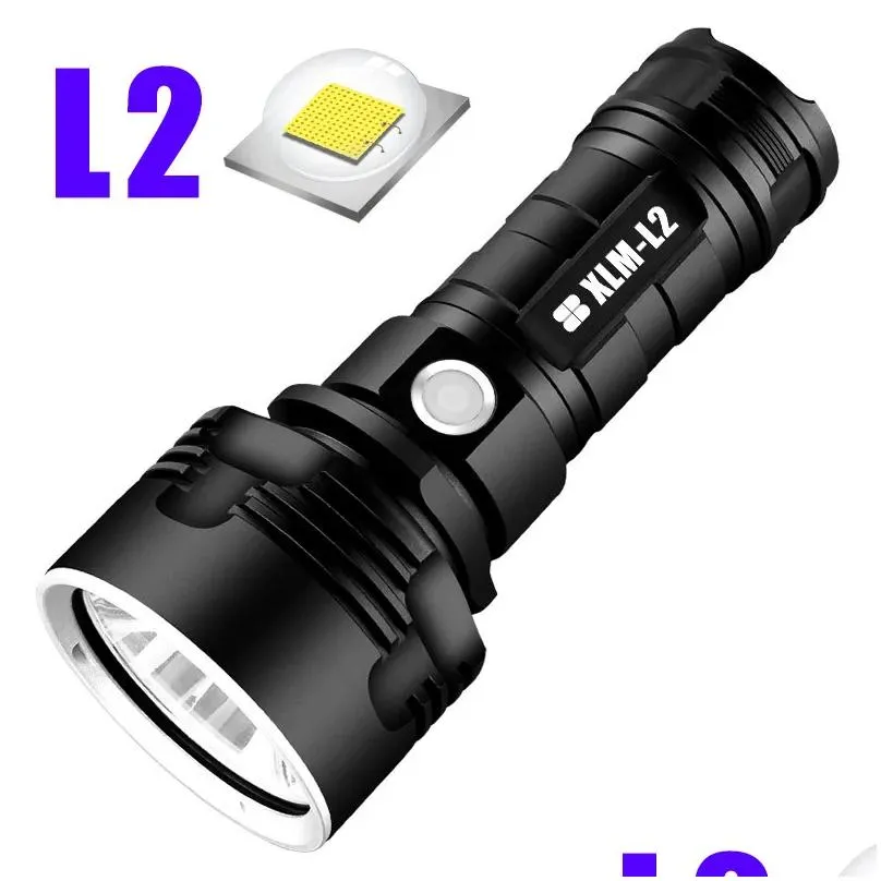 SHEN Ultra Powerful LED Flashlight L2 XHP50 Tactical Torch USB Rechargeable Linterna Waterproof Lamp Ultra Bright Lantern 210322