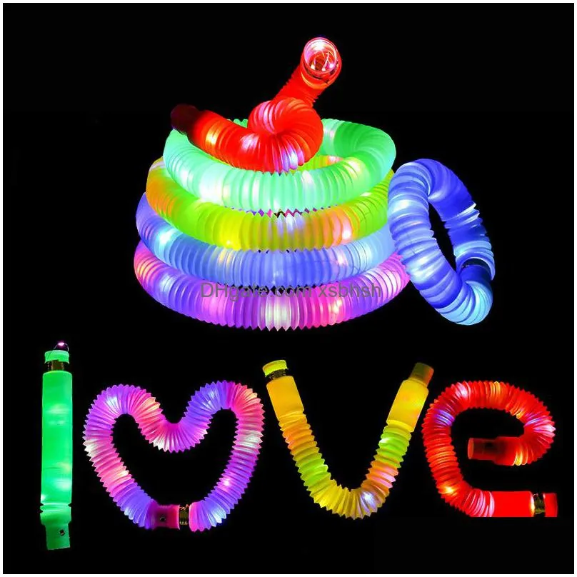 diy luminous  tubes led fluorescent color retractable plastic tube kids sensory toys adults child stress relieve squeeze toy