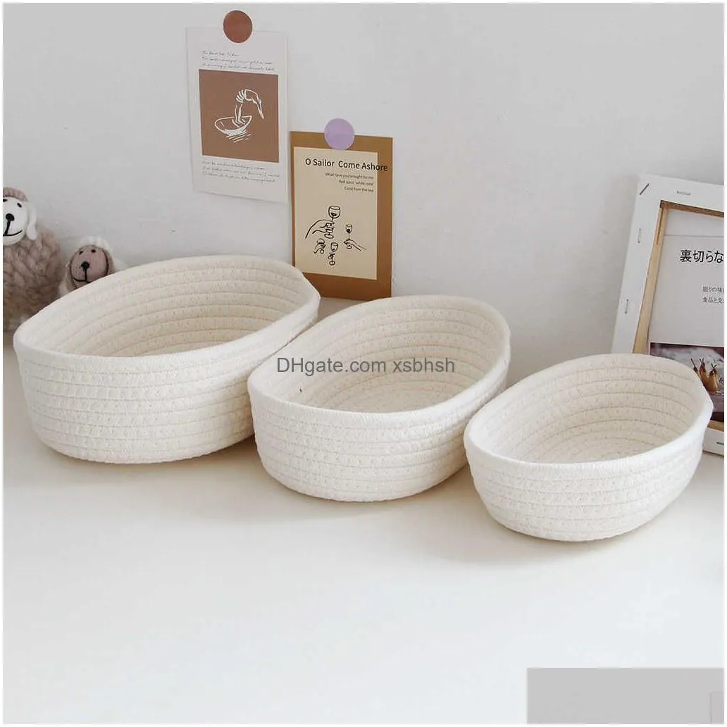  1 pc nordic cotton rope woven storage baskets organize boxes desktop sundries organize basket sundries cosmetics storage box