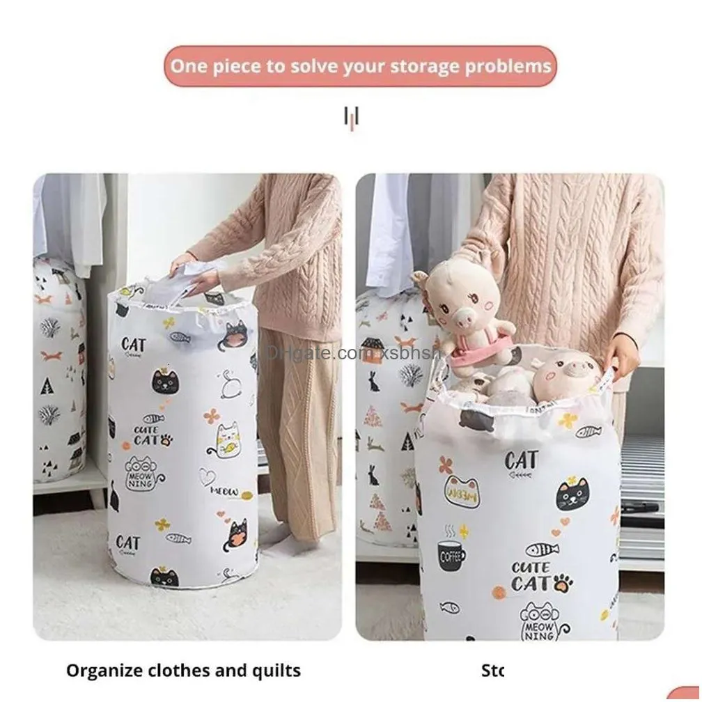 Storage Bags Collapsible Bag Clothes Box Travel Portable Transparent Blanket Baby Toy Drop Delivery Home Garden Housekee Organization Dhva0