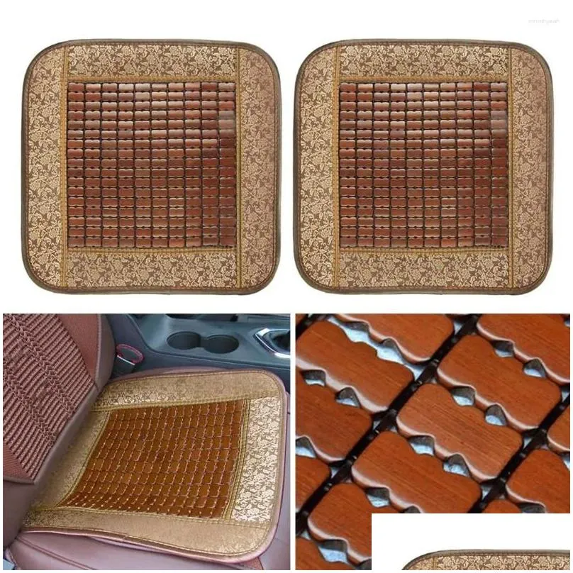 Car Seat Covers 2Pack Wooden Cover Massage /Back Cooling Mat Office Cushion Auto Supplies