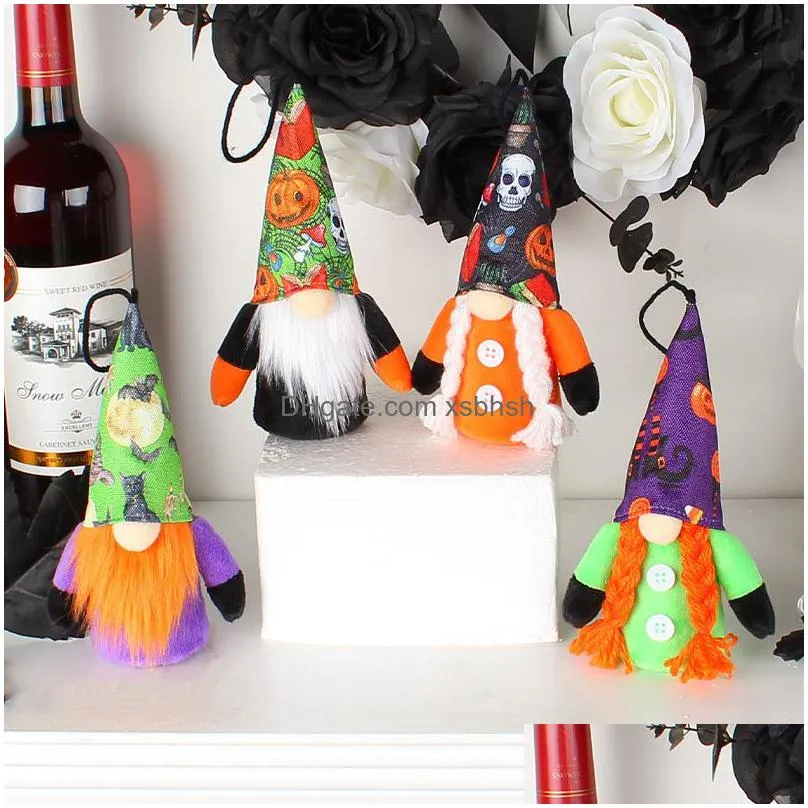halloween led gnomes ornament handmade witch swedish tomte gnome dwarf for home halloween day party table decorations kids gift