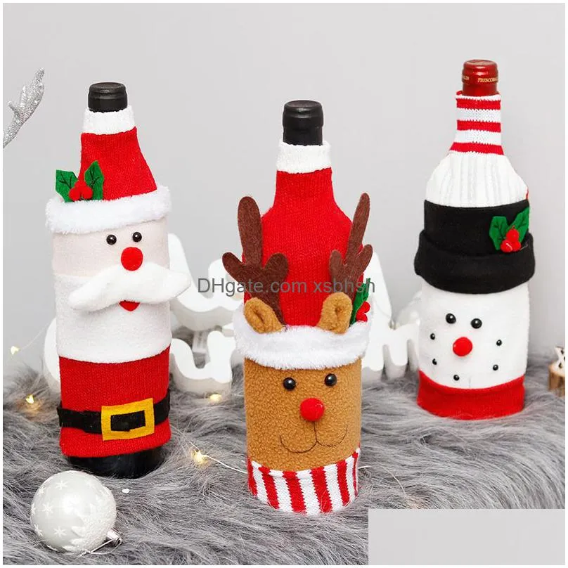 christmas wine bottle bags xmas santa reindeer snowman wine bottle covers gift bags for christmas party dining table decorations