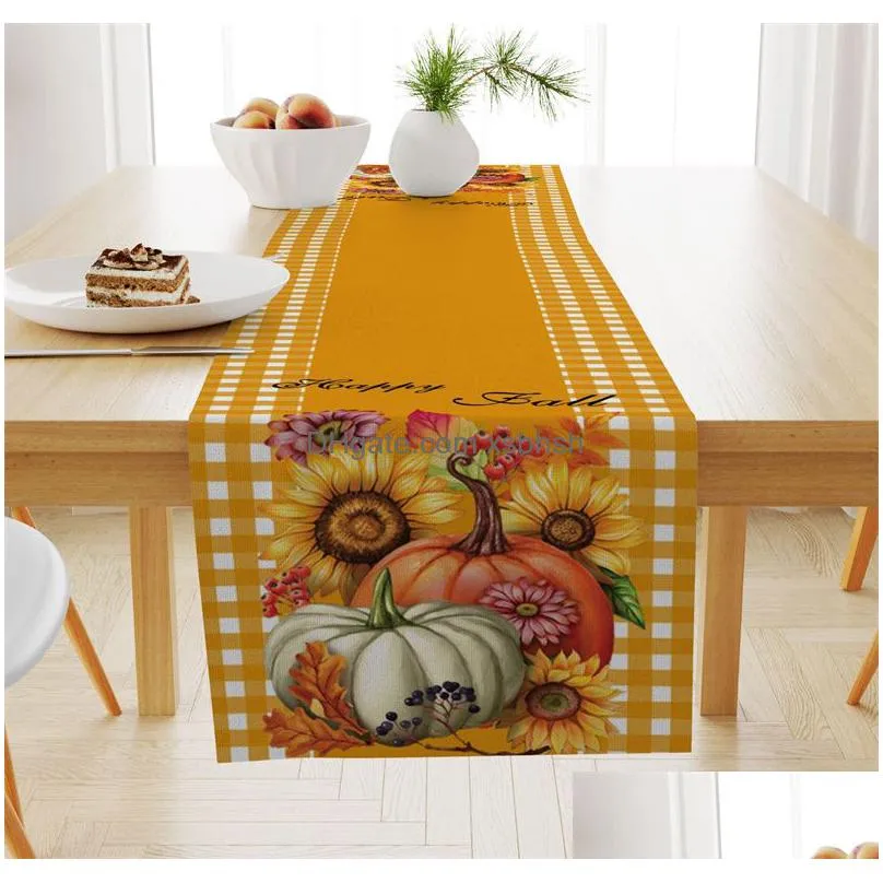 thanksgiving table runner 33x183cm seasonal fall harvest vintage kitchen dining table decoration for indoor outdoor home party decor