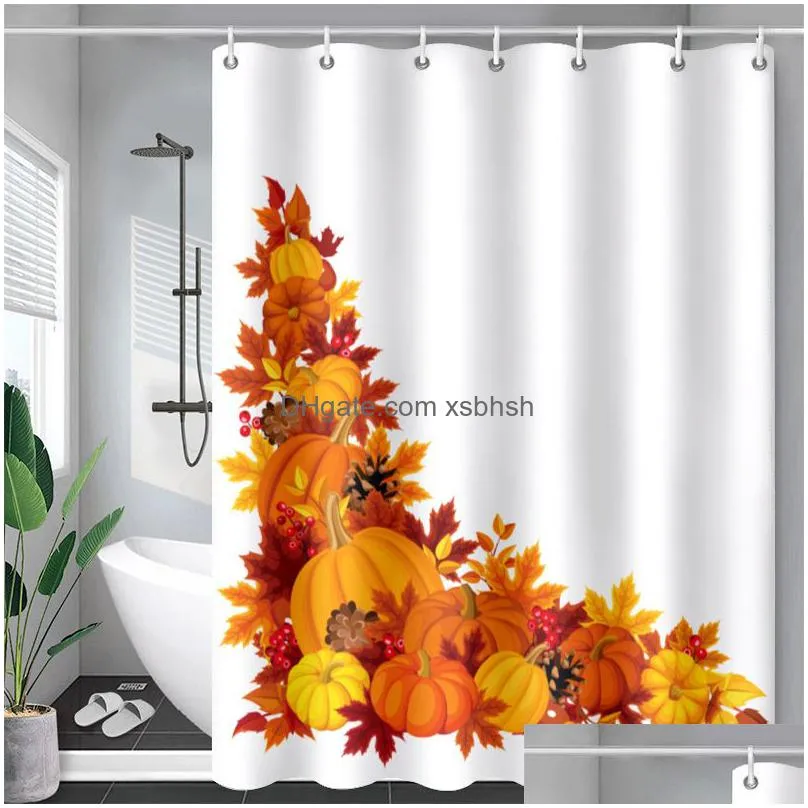 thanksgiving shower curtains fall pumpkin truck shower curtain set autumn farmhouse bathroom curtain decorations