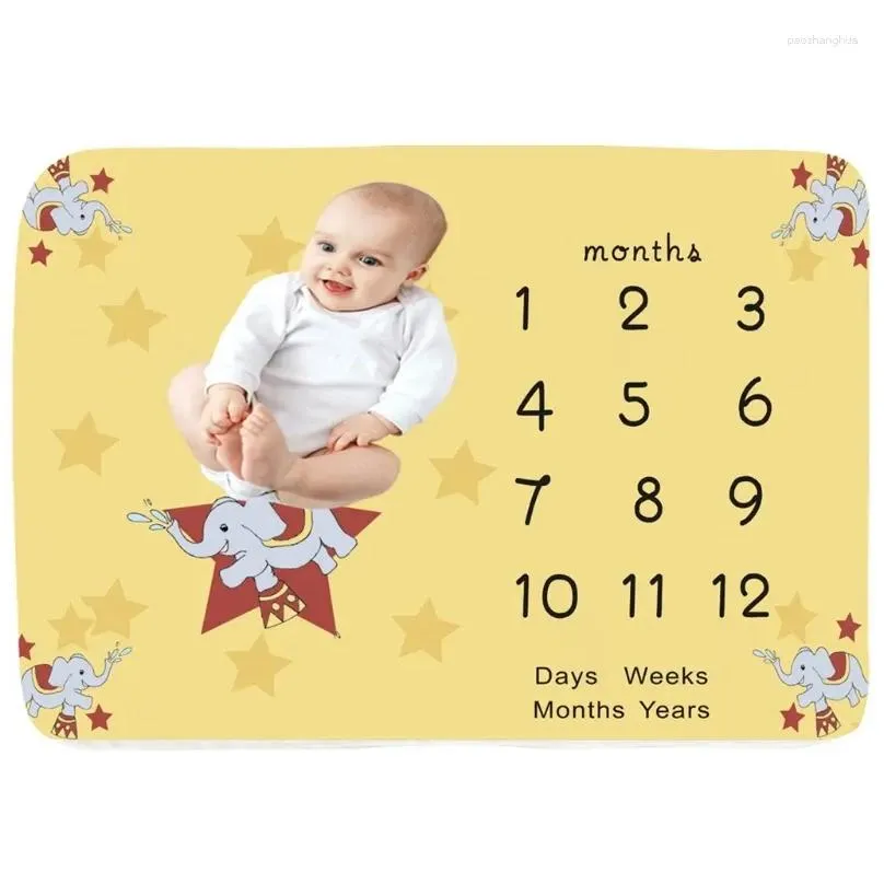 Blankets Baby Monthly Record Growth Milestone Blanket Born Soft Flannel Pography Props For Creative Background Cloth