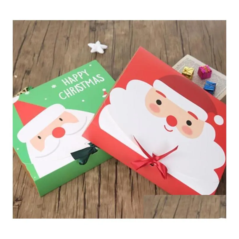 Gift Wrap Christmas Eve Big Gift Box Santa Claus Fairy Design Kraft Papercard Present Party Favor Activity Red Green Gifts Package Dro Dhccp