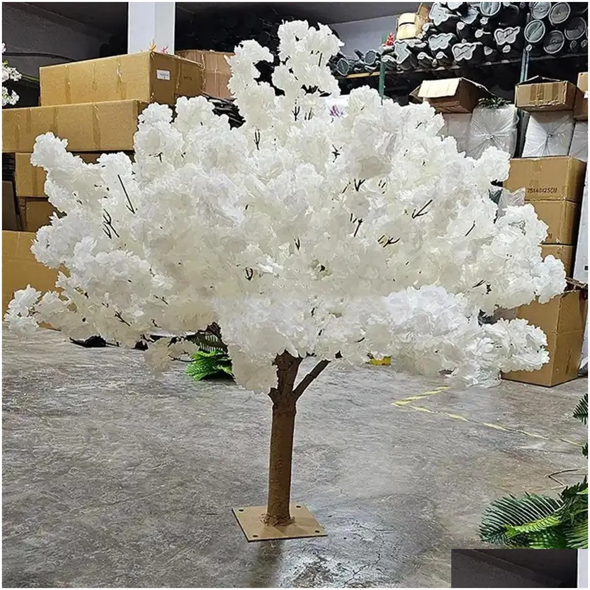 Wholesale Outdoor And Indoor Artificial Plant White Cherry Blossom Tree Silk Flowers CherryTree backdrop stand For Wedding Decor