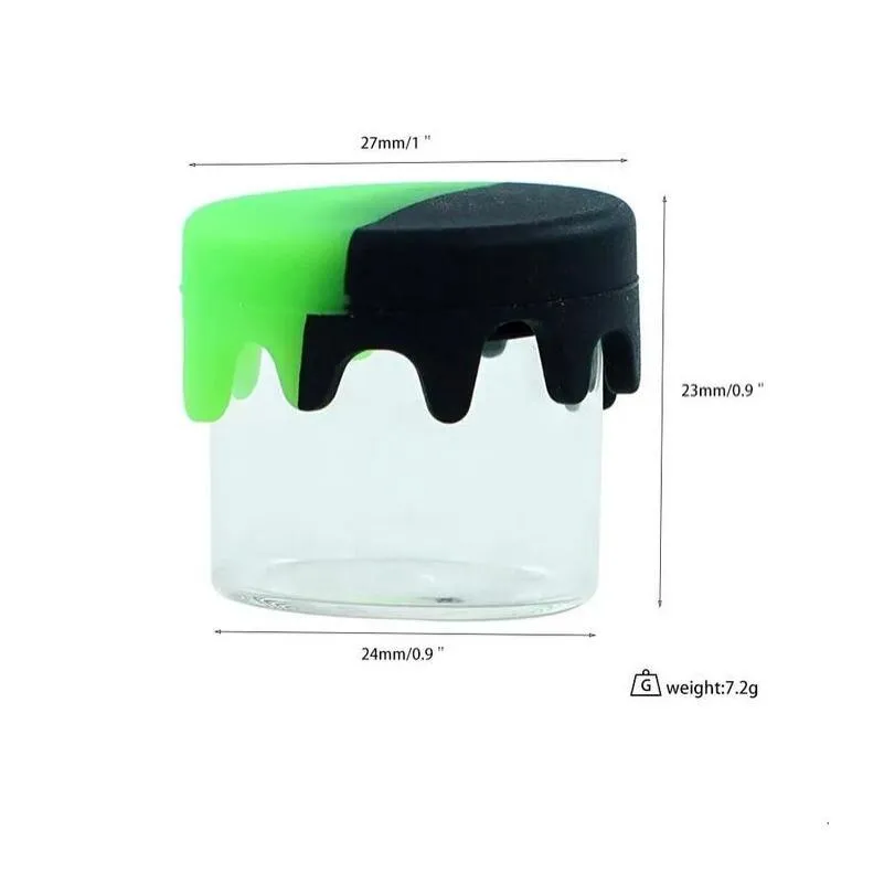 6ml Dry Herb Container Food Grade Nonstick Wax Storage with Silicone Lid Glass Box Oil Jar for Dab Vaporizer Jars