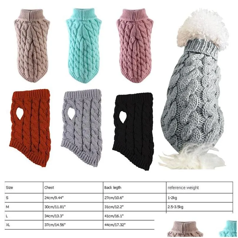 Dog Apparel Dropship Sweaters Winter Knitted Jumper Knitwear Pet Clothes Puppy Cat High Collar Sweater Coats For PetsDog