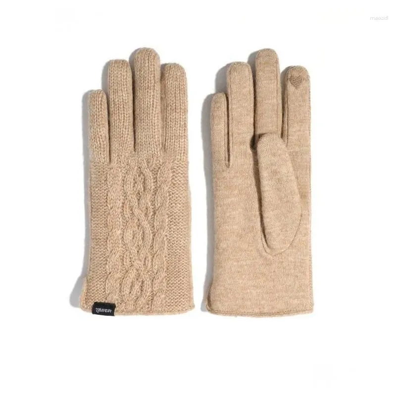 Cycling Gloves Winter Warm Cashmere Knitted Outdoor Riding Windproof For Men Women Plus Velvet Thick Couple Touch Screen