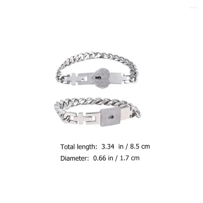 Charm Bracelets Holibanna Lock Key Bracelet Stainless Steel Matching Couples Romantic Meaning Friends Gift