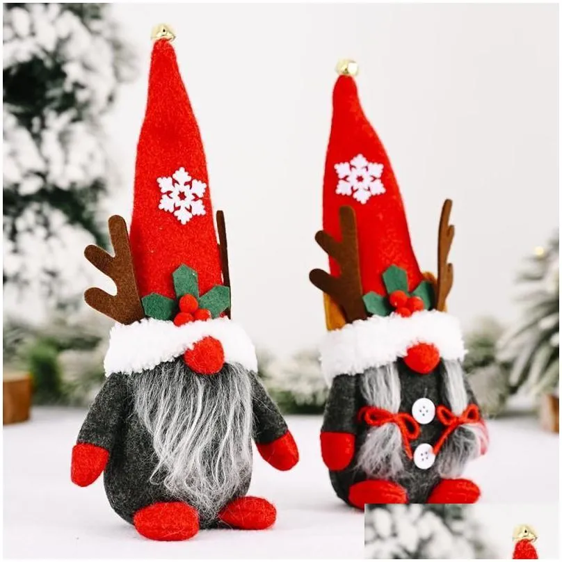 Christmas Decorations Gnomes Christmas Decor Creative Antlers Dwarf Ornaments Swedish Gnome Xmas Faceless Forest Old Man Gifts Re Drop Dh4Ku