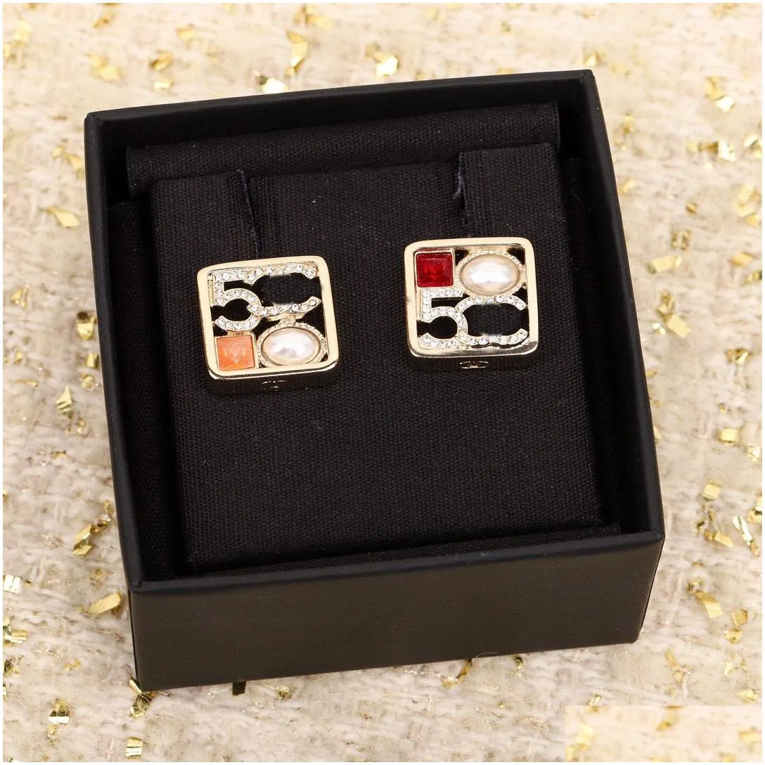 2024 Luxury quality charm drop earring with diamond and colorful design in 18k gold plated have stamp box PS3735A