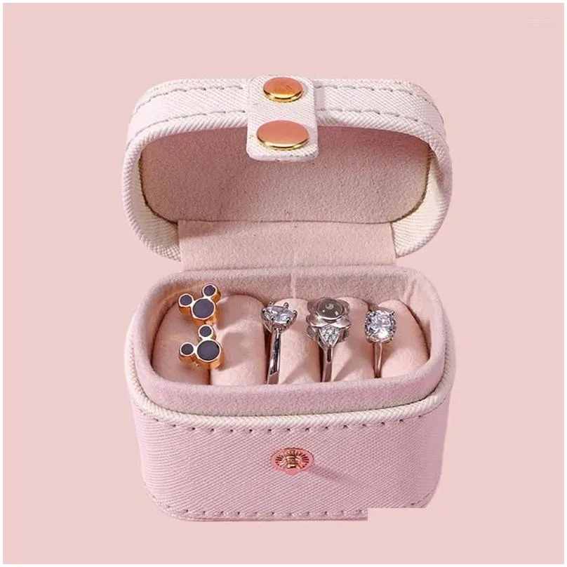 Jewelry Pouches Rings Box Travel Mini Storage Case PU Leather Simple Earrings Necklace Organizer Portable Small Bags Gifts Women Girls