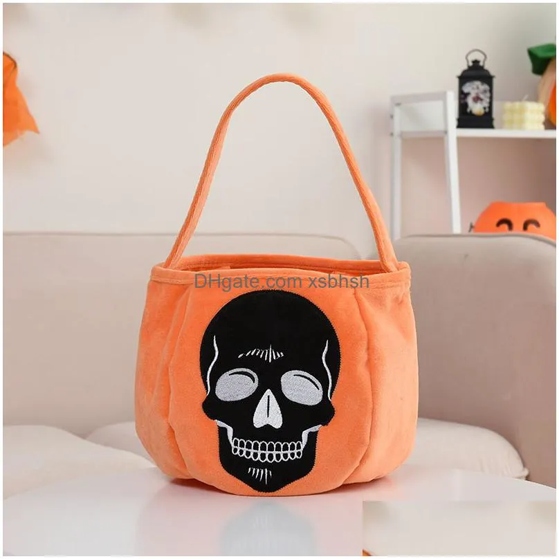 halloween pumpkin candy bags for kids trick or treat polyester pumpkin buckets for children costume party favors supplies