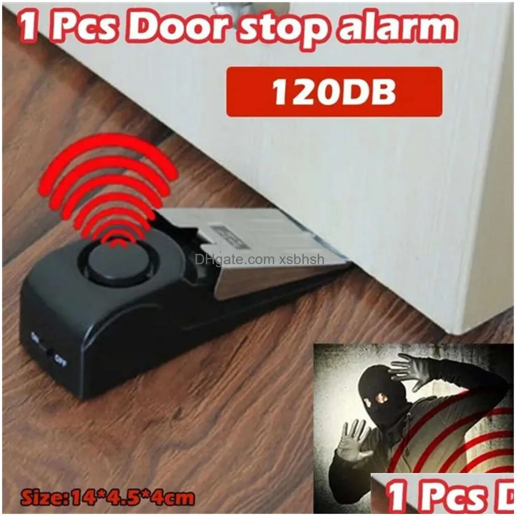  1 pcs alarm door stop mini wireless alarm 120db for home wedge shaped stopper alert security system block blocking system