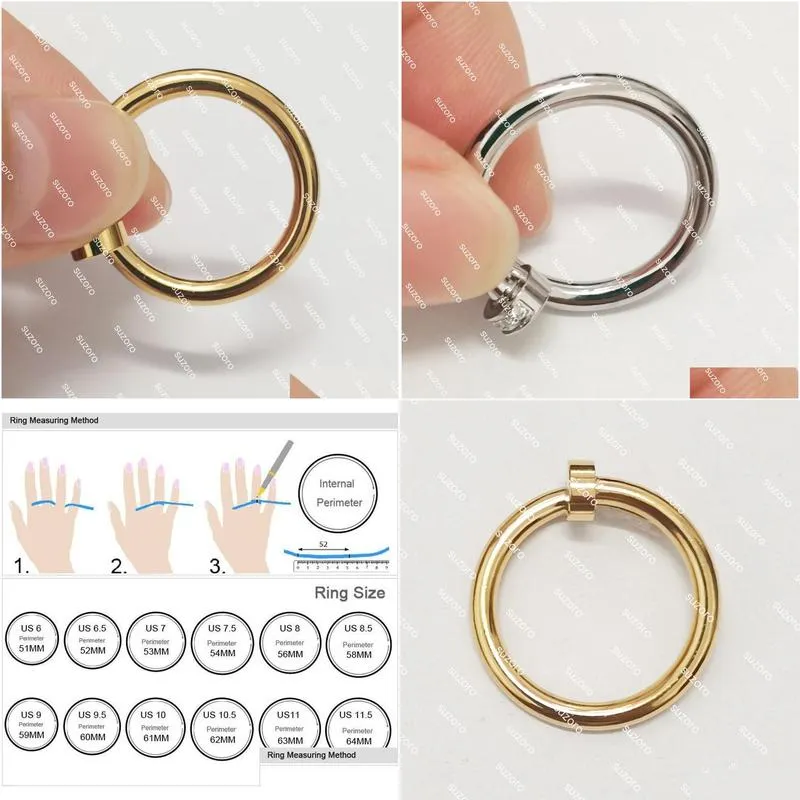 2023 Ring Woman Man Nail Love Band Ring stones design Screw jewelry Couple Lover Silver Gold Rings With Bag