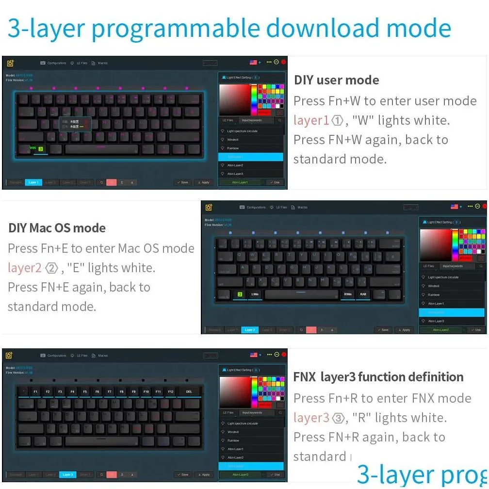 Keyboards SKYLOONG GK61 61 Keys Gaming Mechanical Keyboard USB Wired RGB Backlit Gamer For Desktop Tablet Laptop SK61 231117