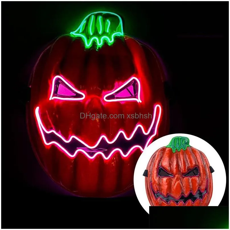 halloween pumpkin light up mask el wire scary masks for halloween festival party costume cosplay decoration