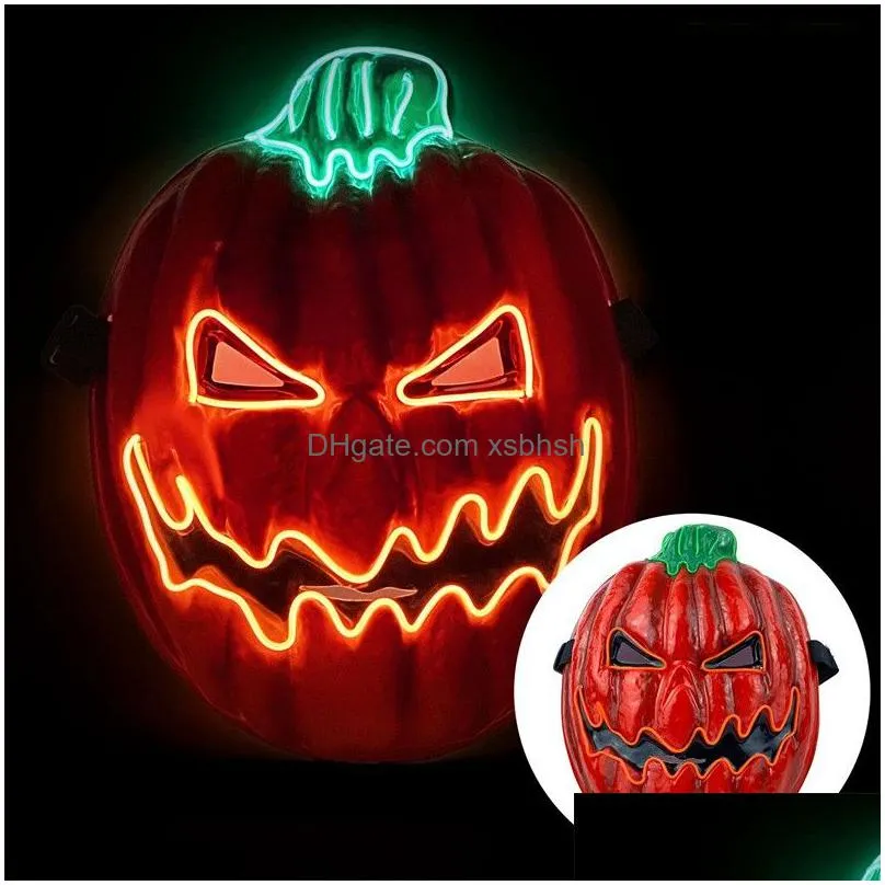 halloween pumpkin light up mask el wire scary masks for halloween festival party costume cosplay decoration