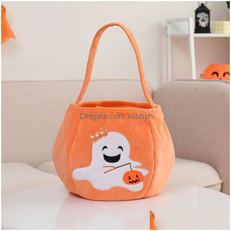 halloween pumpkin candy bags for kids trick or treat polyester pumpkin buckets for children costume party favors supplies