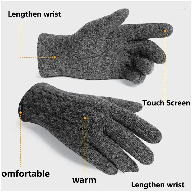 Cycling Gloves Winter Warm Cashmere Knitted Outdoor Riding Windproof For Men Women Plus Velvet Thick Couple Touch Screen