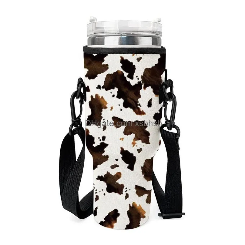 40oz cup neoprene sleeve cover 40oz vacuum water bottle holder with adjustable shoulder strap