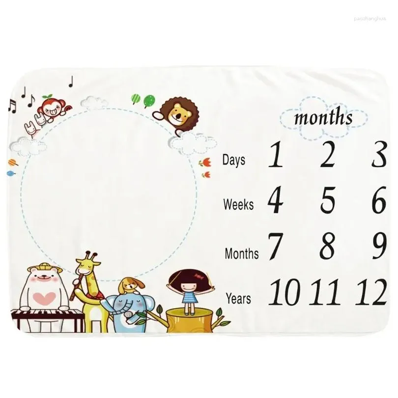 Blankets Baby Monthly Record Growth Milestone Blanket Born Soft Flannel Pography Props For Creative Background Cloth