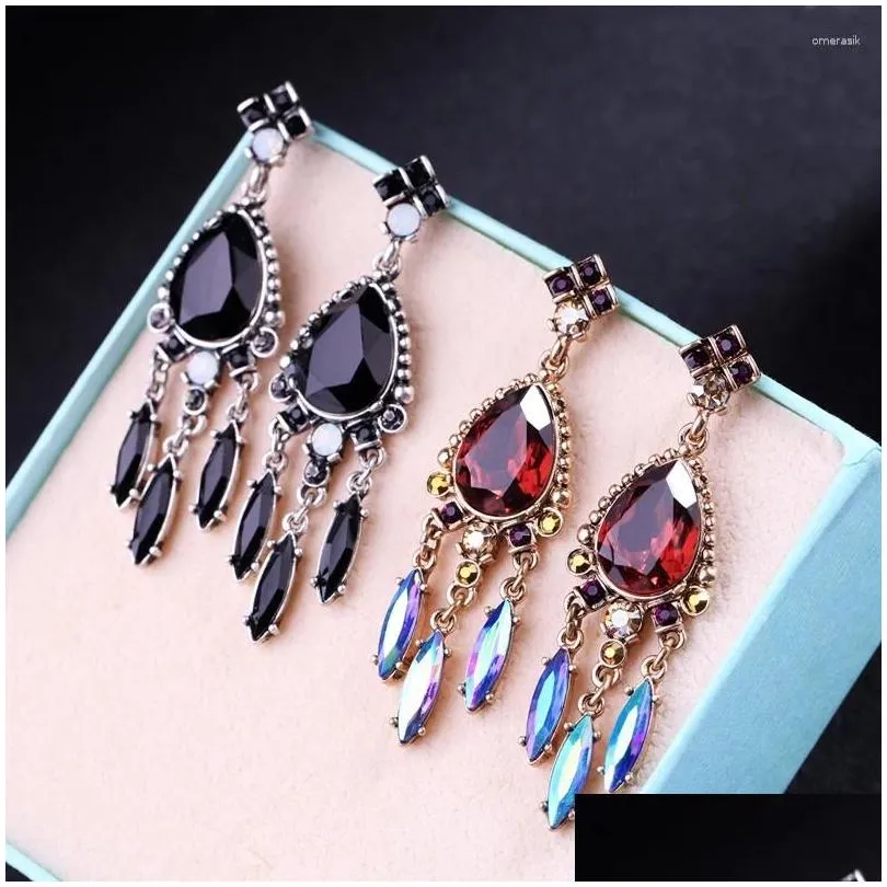 Dangle Earrings 2 Colors Black & Red Waterdrop Gift Jewelry Women Fashion Vintage Brincos