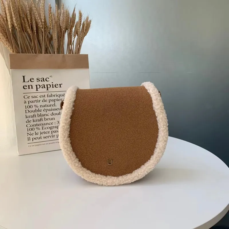 Fashion designer bag female gentle lamb wool round cake bag simple atmosphere single shoulder crossbody bag